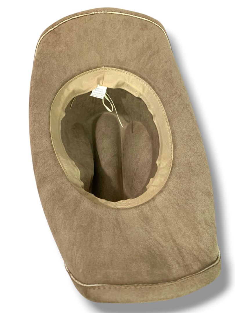 New Womens Brushed Microfiber Taupe Cowboy Western Hat Bendable Brim