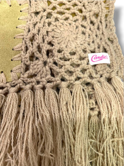 New Candies Boho Natural Color Scarf Patchwork Microfiber Crochet 72" x 8"
