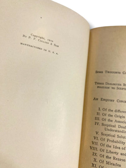 Harvard Classics 37 Locke Berkeley Hume 1910 Hardcover Book Collier & Son