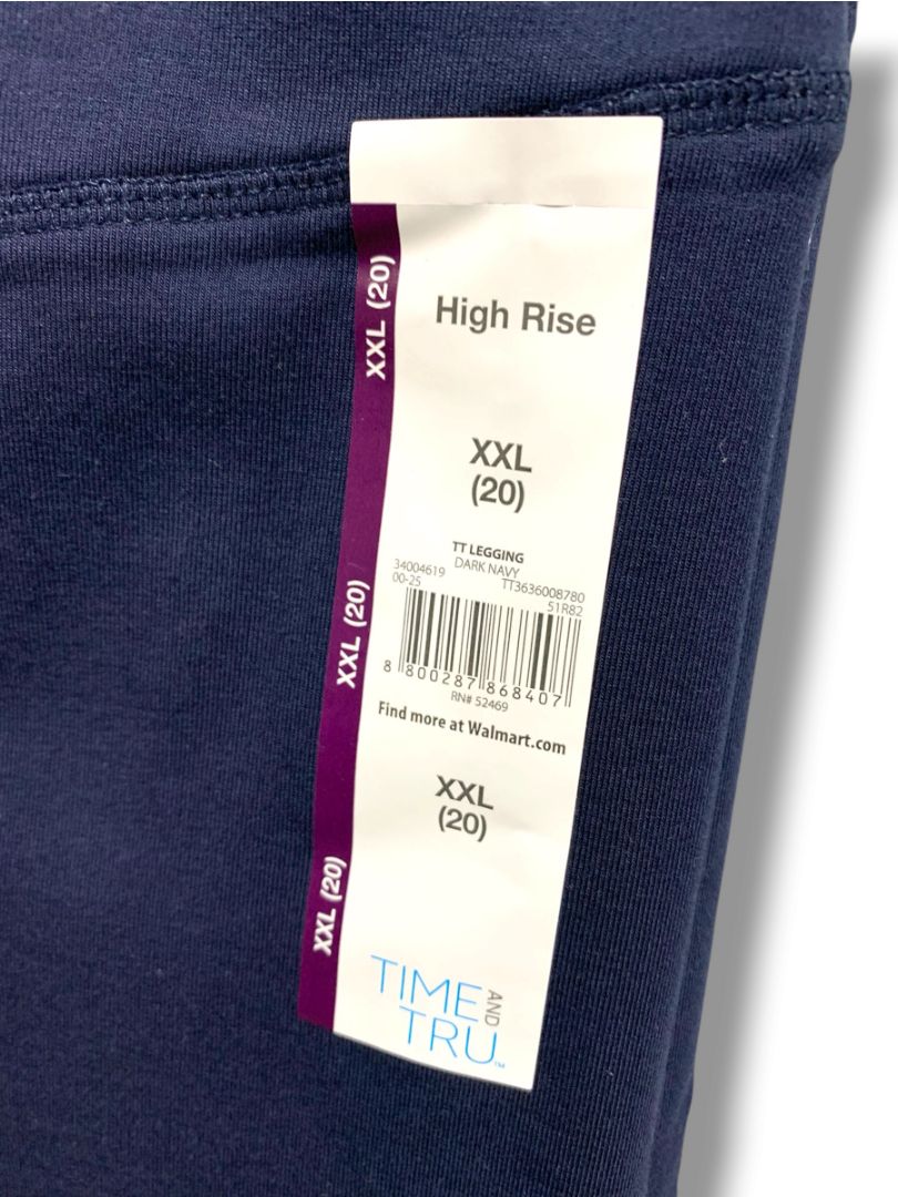 Size XXL (20) Time and Tru New Womens Dark Navy Blue Leggings High Rise