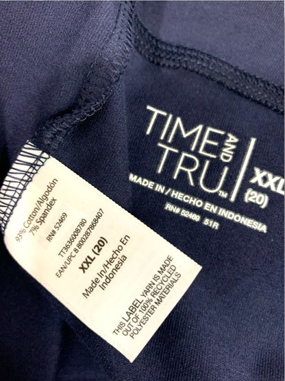 Size XXL (20) Time and Tru New Womens Dark Navy Blue Leggings High Rise