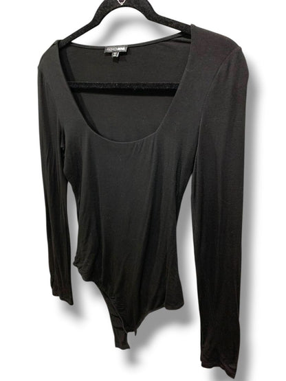 Medium Fashion Nova Womens Black Body Suit Lightweight Soft Long Sleeve Scoop Neck