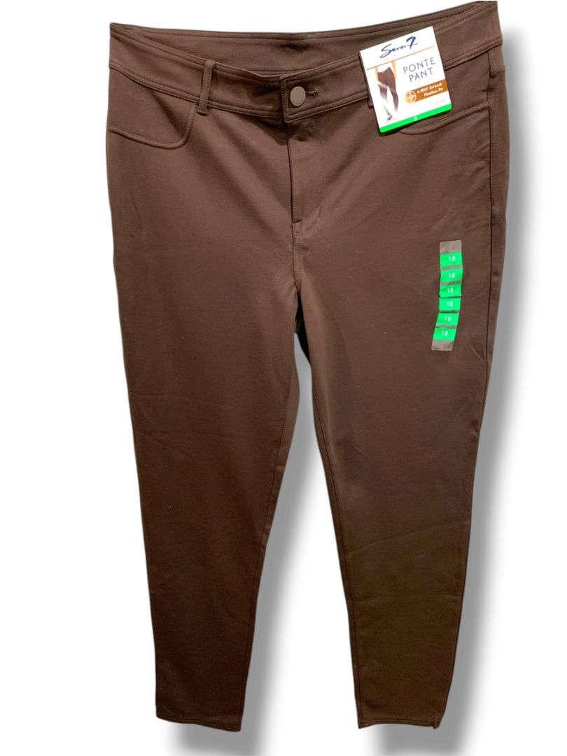 Size 18 Seven 7 Womens New Brown Ponte Knit Skinny Pants