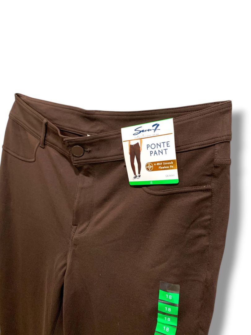 Size 18 Seven 7 Womens New Brown Ponte Knit Skinny Pants