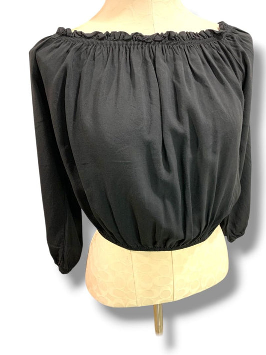 One Size Brandy Melville Black Branded Crop Top Off Shoulder