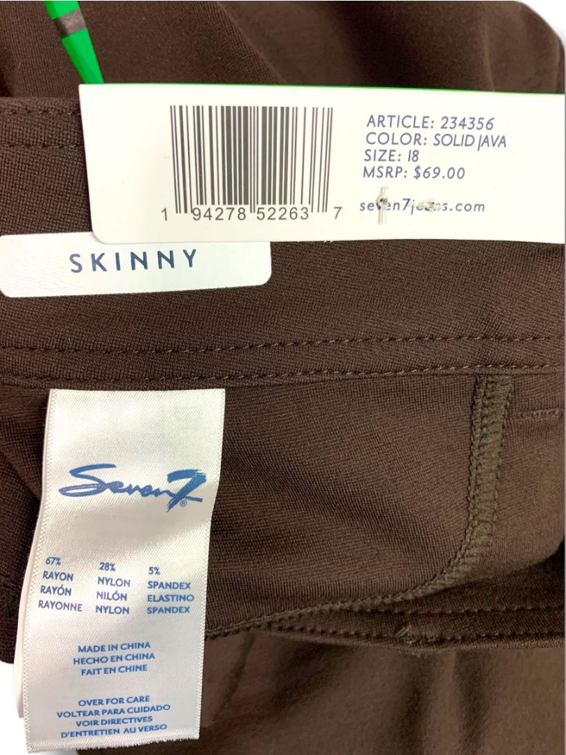 Size 18 Seven 7 Womens New Brown Ponte Knit Skinny Pants