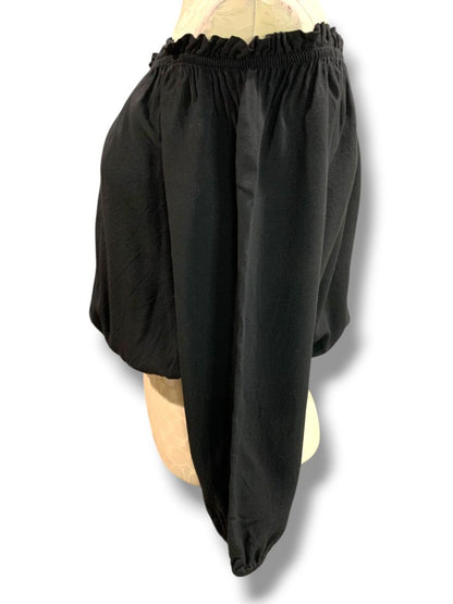 One Size Brandy Melville Black Branded Crop Top Off Shoulder