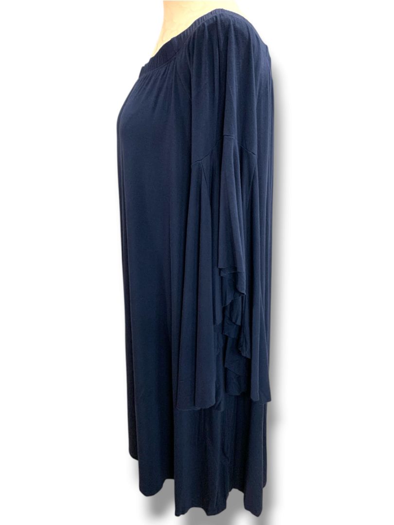 Large Love In Navy Blue Soft Knit Off Shoulder Shift Dress Butterfly Sleeve