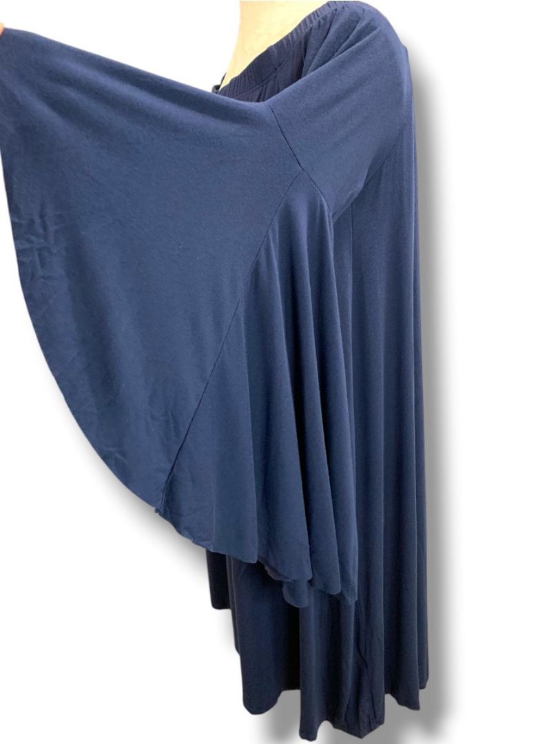 Large Love In Navy Blue Soft Knit Off Shoulder Shift Dress Butterfly Sleeve