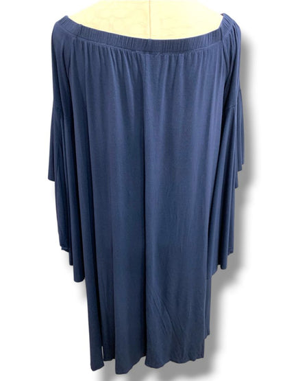 Large Love In Navy Blue Soft Knit Off Shoulder Shift Dress Butterfly Sleeve