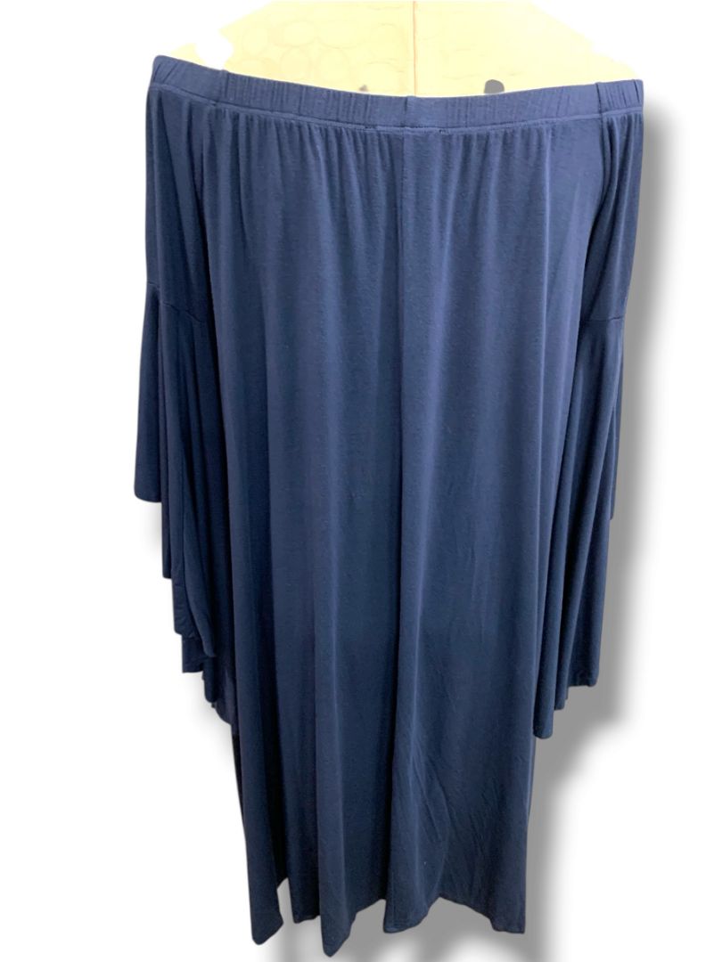 Large Love In Navy Blue Soft Knit Off Shoulder Shift Dress Butterfly Sleeve