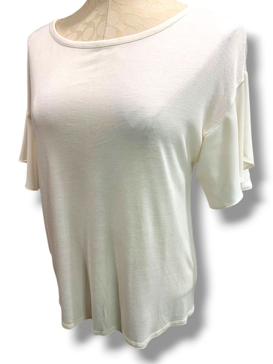 Size XS Loft Womens Ivory Flowy Tshirt Soft Chiffon Short Sleeve
