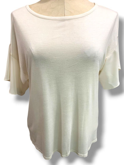 Size XS Loft Womens Ivory Flowy Tshirt Soft Chiffon Short Sleeve