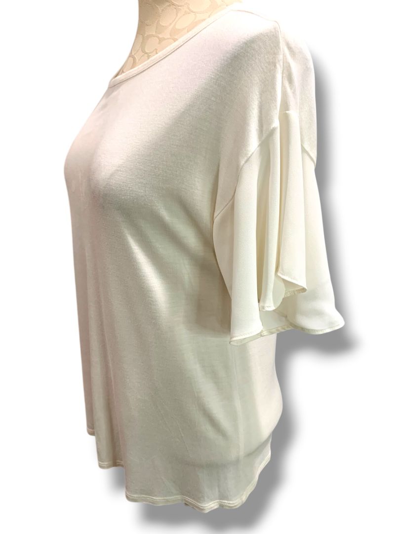 Size XS Loft Womens Ivory Flowy Tshirt Soft Chiffon Short Sleeve