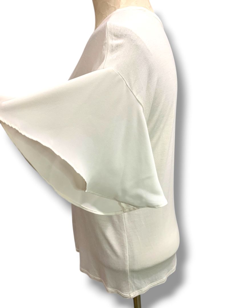 Size XS Loft Womens Ivory Flowy Tshirt Soft Chiffon Short Sleeve
