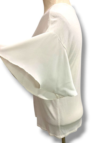Size XS Loft Womens Ivory Flowy Tshirt Soft Chiffon Short Sleeve