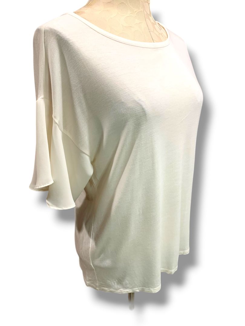 Size XS Loft Womens Ivory Flowy Tshirt Soft Chiffon Short Sleeve