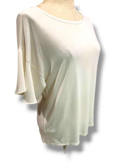 Size XS Loft Womens Ivory Flowy Tshirt Soft Chiffon Short Sleeve