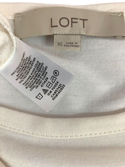 Size XS Loft Womens Ivory Flowy Tshirt Soft Chiffon Short Sleeve