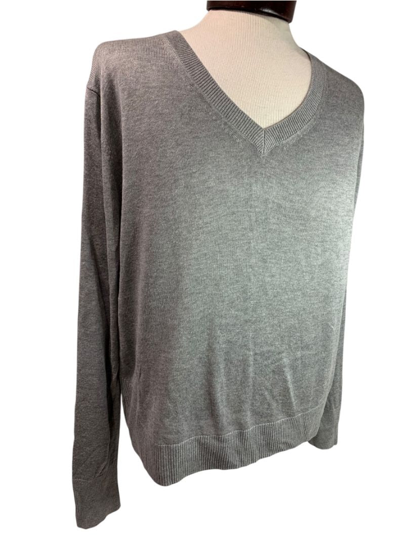 Medium Banana Republic Mens Gray Pullover V-Neck Sweater Lightweight