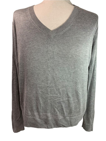 Medium Banana Republic Mens Gray Pullover V-Neck Sweater Lightweight