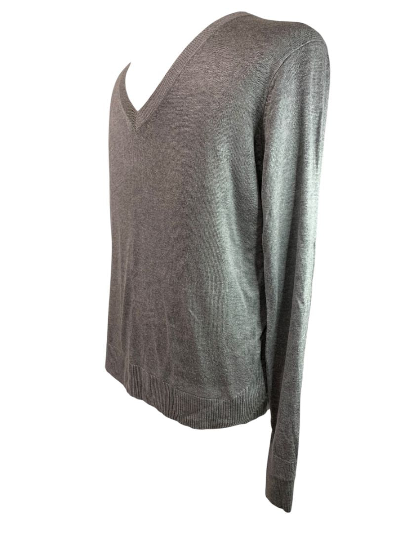 Medium Banana Republic Mens Gray Pullover V-Neck Sweater Lightweight