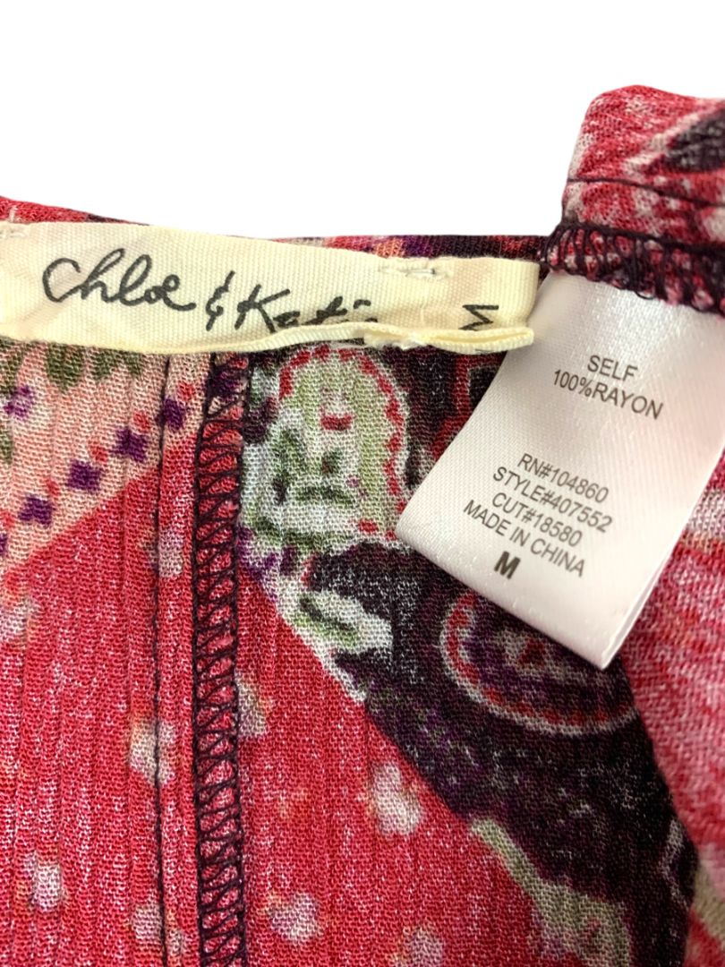 Medium Chloe & Katie Womens Sleeveless Boho Shirt Lattice Neckline