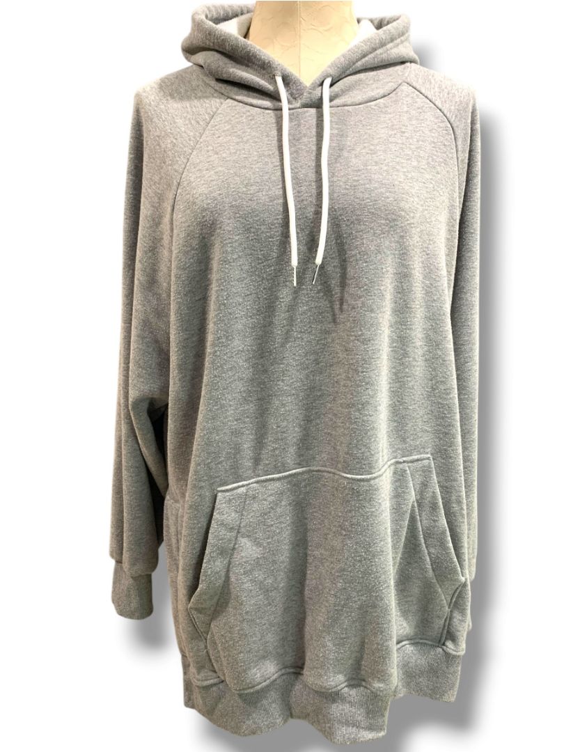 Size 2XL The Warmy Womens Gray Fleece Lined Pullover Hoodie Sweatshirt Oversize