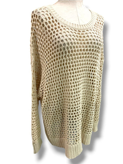Size 3X Old Navy Womens Tan Open Weave  Sweater Long Sleeve