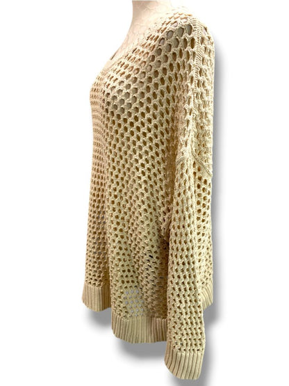 Size 3X Old Navy Womens Tan Open Weave  Sweater Long Sleeve