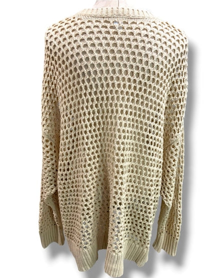 Size 3X Old Navy Womens Tan Open Weave  Sweater Long Sleeve