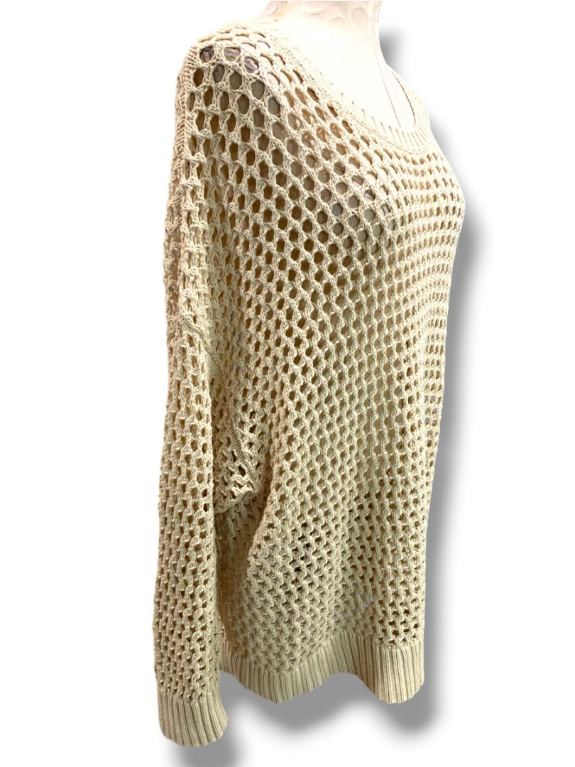 Size 3X Old Navy Womens Tan Open Weave  Sweater Long Sleeve