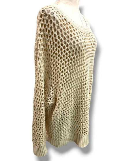 Size 3X Old Navy Womens Tan Open Weave  Sweater Long Sleeve