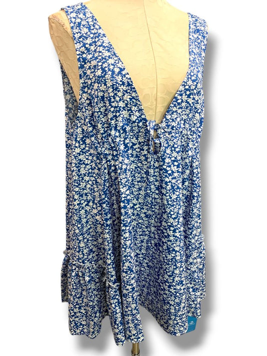 Large Cupshe New Ditsy Floral Coverup Beach Womens Blue White