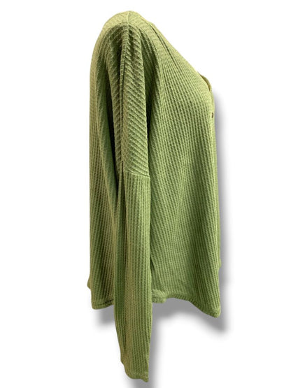 Size XL Wild Fable Womens Army Green Waffle V-Neck Knit Button Up