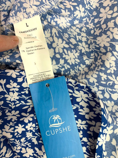 Large Cupshe New Ditsy Floral Coverup Beach Womens Blue White