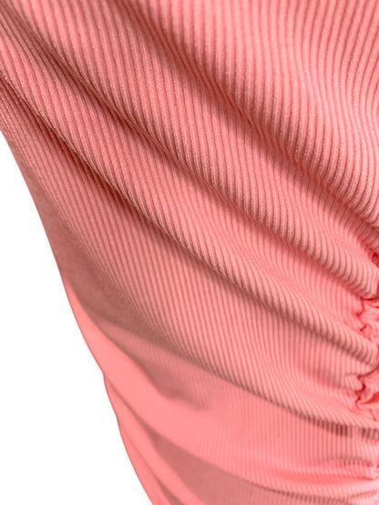 Large  Pink Fitted Tank Dress Ruched Sides Stretch