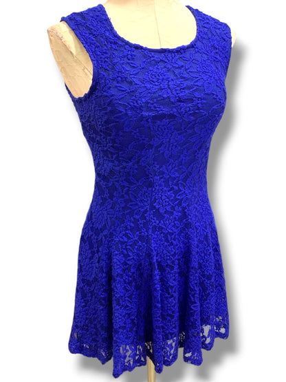 Small Socialite Royal Blue Stretch Lace Dress Sleeveless