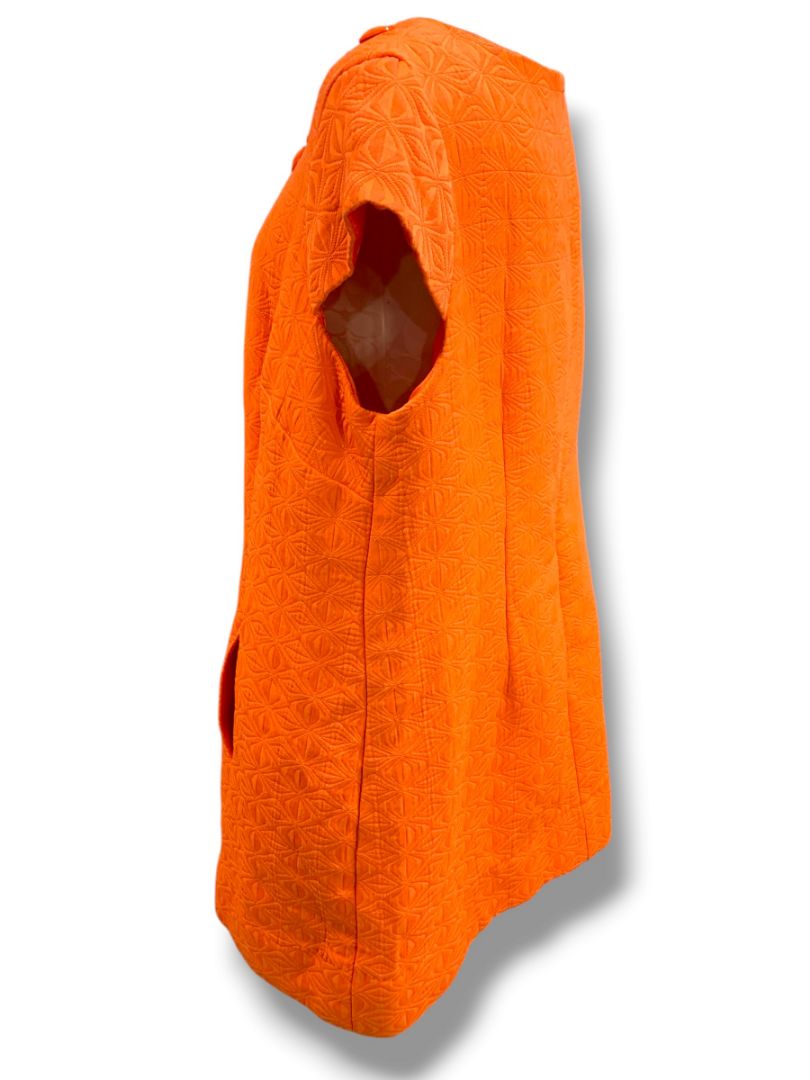 Size 18W Sandra Darren Orange Shift Dress Pockets Beaded Neckline Lined Cap Sleeve