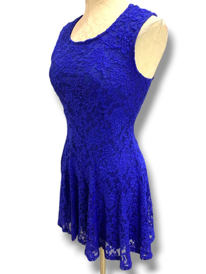 Small Socialite Royal Blue Stretch Lace Dress Sleeveless