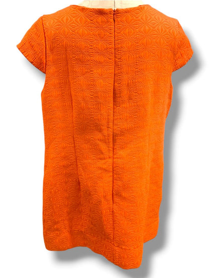Size 18W Sandra Darren Orange Shift Dress Pockets Beaded Neckline Lined Cap Sleeve