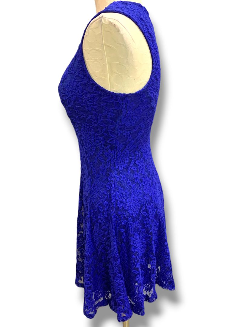 Small Socialite Royal Blue Stretch Lace Dress Sleeveless