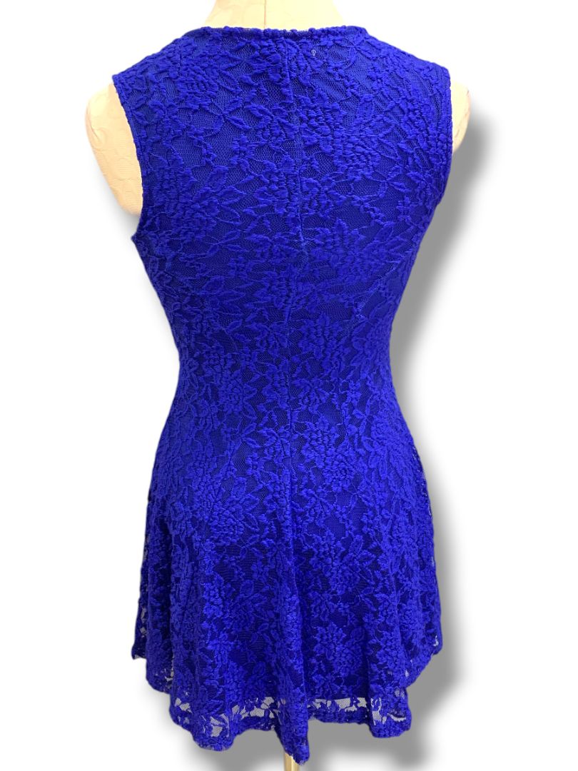 Small Socialite Royal Blue Stretch Lace Dress Sleeveless