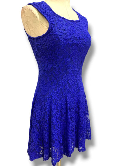 Small Socialite Royal Blue Stretch Lace Dress Sleeveless