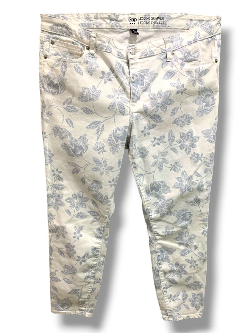 Size 16 Gap Womens Legging Skimmer Stretch Jeans White Gray Floral