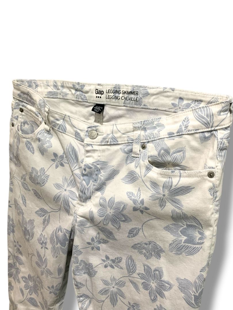 Size 16 Gap Womens Legging Skimmer Stretch Jeans White Gray Floral