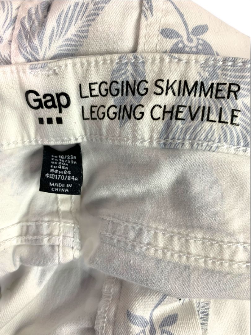 Size 16 Gap Womens Legging Skimmer Stretch Jeans White Gray Floral