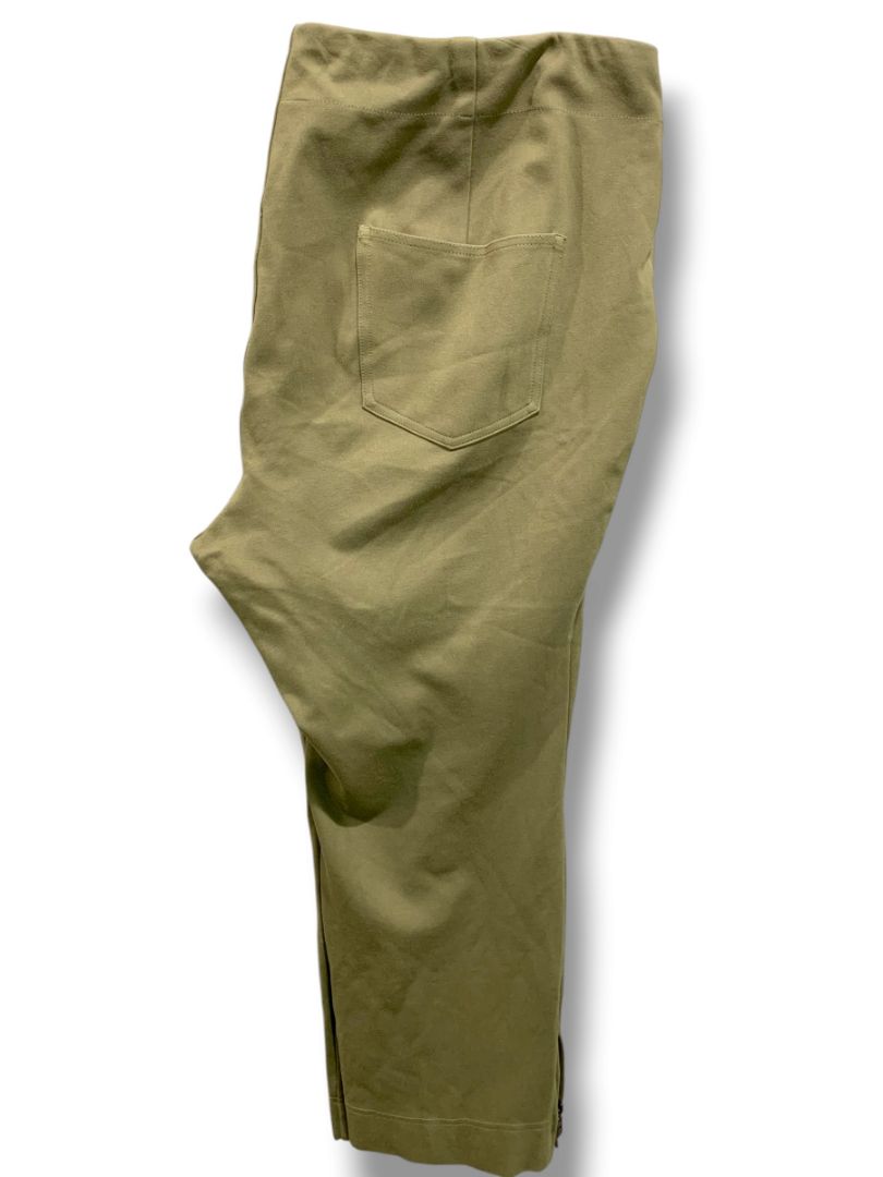 Size 22WP Belle by Kim Gravel Olive Green Pull On Ponte Knit Crop Pants Womens Petite