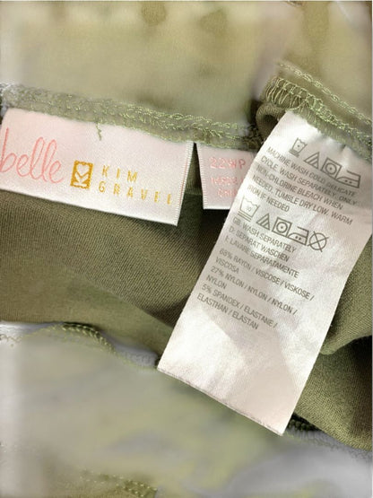 Size 22WP Belle by Kim Gravel Olive Green Pull On Ponte Knit Crop Pants Womens Petite