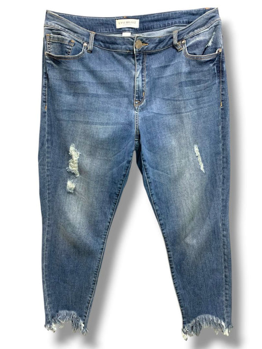 Size 18 Lane Bryant Womens Distressed Raw Hem Jeans Stretch Denim